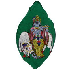 Bead Bag Sri Krishna mit Flöte (bestickt)