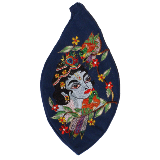 Bead Bag Sri Krishna mit Papageien (bestickt)