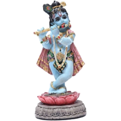 Krishna Murti mit Flöte auf Lotus