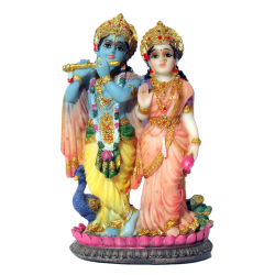 Radha Krishna Murti mit Pfau auf Lotus